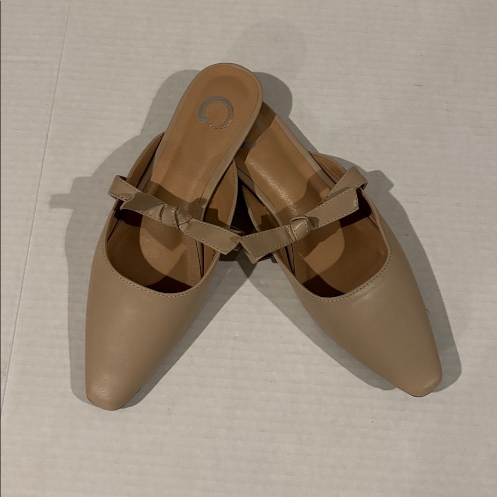 Brinley Co. Tan Mailee Vegan Leather Flat Rounded Square Toe Mule - Size 6.5 - Picture 6 of 8